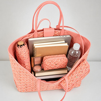 Sac fourre-tout en cuir PU à imprimé géométrique pour femmes, grande capacité, sac à bandoulière, pochette assortie, sac de shopping tendance pour les voyages quotidiens