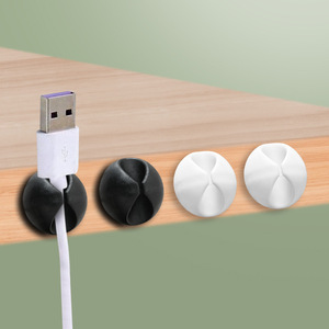 Cable Organizer Clip Round White Desktop Storage Hook Type Durable Office Organizer - Product Image 2