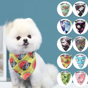 Бесплатные образцы, регулируемые красивые дешевые банданы для собак с индивидуальным принтом, шарф для собак, бандана, оптовая продажа, подходящие к D-образному кольцу