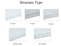 Résistance au feu Enduit UV 4mm 6mm 8mm 10mm Feuille de polycarbonate Structure différente Panneau de serre