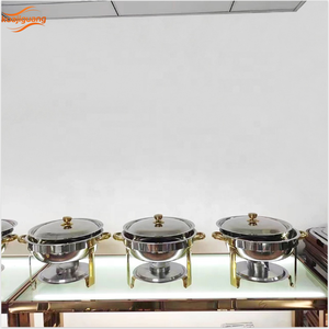 Ensemble de réchauds ronds en acier inoxydable pour traiteur, service de buffet - Product Image 2