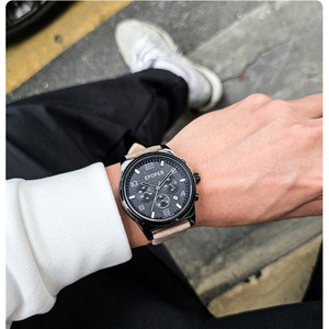 Elegante y moderno reloj cronógrafo multifuncional minimalista, versátil, casual, de cuarzo, resistente al agua, para hombre. - Product Image 1