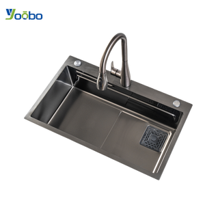 Lavello Premium Nero Oro Saldato a Mano, Durevole, Stabile, Lunga Durata, Profondità 7.5 Pollici - Product Image 1