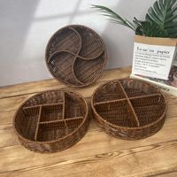 Panier à collation en rotin tressé en PP de qualité alimentaire, fait main, écologique, avec compartiments, pour le rangement des fruits et du pain, pour la maison, la cuisine, le comptoir
