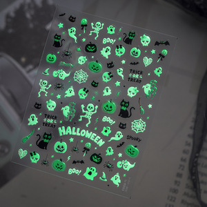 Halloween Glow Nail Stickers 3D Flashy Spooky <b>Witch</b> Stained Glass Nail Art <b>Decorations</b> New Style Manicure Accessories Wholesale - Product Image 1