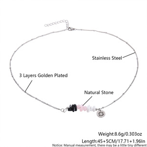 Collier tendance en acier inoxydable plaqué argent pour femme, avec breloque perlée 12 signes du zodiaque et pendentif géométrique, vente en gros - Product Image 2
