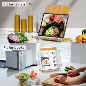 UPERGO Cookbook Stand Holder For Kitchen Counter Adjustable Foldable Tablet Recipe Book Holder