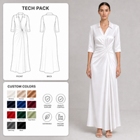 Robe longue en acétate ivoire pour femme, col échancré, taille torsadée au centre, ourlet évasé, robe de soirée, de demoiselle d'honneur ou pour occasions spéciales, fournisseur en gros