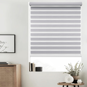 Double Layer Zebra <strong>Blinds</strong> Motorized Day and Night <strong>Grey</strong> Luxury Curtain Fabric Shade <strong>Roller</strong> Zebra <strong>Blind</strong> - Product Image 3