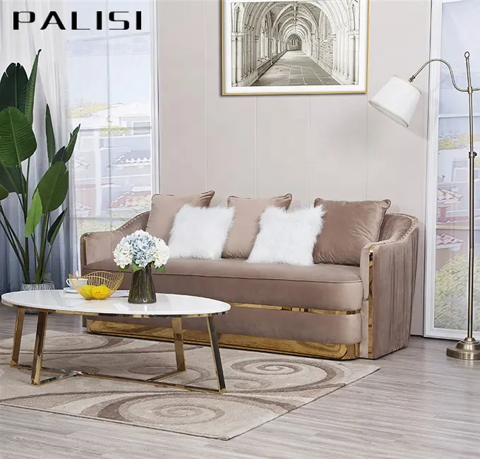 Sofá de alta classe, design de sofá de luxo, moldura dourada, conjunto de sofá pós moderno, rebite dourado, decoração de luxo, itália, móveis para sofá