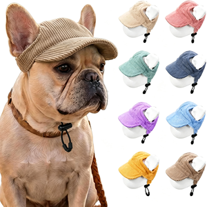 Casquette de soleil personnalisée pour chien avec trous pour les oreilles, casquette de baseball en velours côtelé personnalisée pour chiens et chats de petite, moyenne et grande taille - Product Image 1