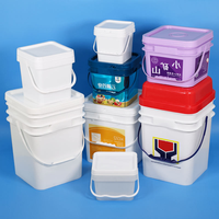 Vente en gros de 20 litres de qualité alimentaire PP seaux carrés en plastique avec logo personnalisé couvercles recyclables pour le stockage des aliments seaux emballage