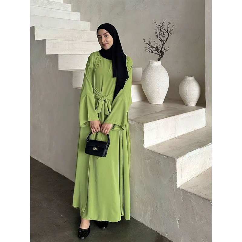green emerald velvet dress Pulcykp Muslim Women Dress Abaya Morocco Caftan Dubai Lace-Up Big Swing  Party Kaftan Solid Dresses Dark Brown S at Amazon Women's Clothing store