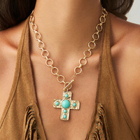 HL européen et américain rétro Imitation perle croix pendentif collier de perles bord de mer collier de vacances pour les femmes