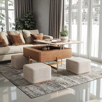 Table basse carrée nordique à double usage, tabouret, design moderne simple, plaque en pierre, fabrication artisanale, marbre de style campagnard pour les petits foyers