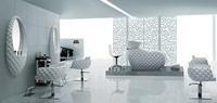 Chaise de coiffure de luxe, chaise de salon, mobilier de salon de coiffure, chaise de barbier en fibre de verre, mobilier commercial, équipement de salon de coiffure moderne