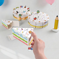 Boîte cadeau en carton triangulaire détachable en forme de gâteau créatif, thème rentrée scolaire, pour fêtes sur le campus, emballage de friandises