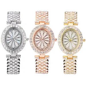 Korea Fashion Pearl Shell Zifferblatt Uhr Shiny Bling Gold Iced Out Uhr Lady Diamond Uhren für Frauen Diamant Uhr