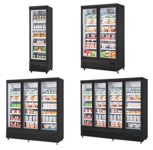 3 Glass Doors 1500L Display <strong>Freezer</strong> Black <strong>Silver</strong> Color Upright Commercial <strong>Freezer</strong> - Product Image 2