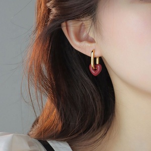 Nueva Colección 2025, Aretes Geométricos Rojos Estilo Retro de Hong Kong, Circonita, Plata Tibetana, Chapado en Oro, Aretes Modernos de Alta Gama para Mujer - Product Image 1