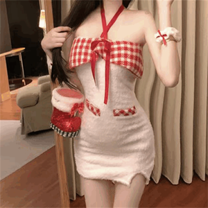 Costume de cosplay <span class=keywords><strong>sexy</strong></span> de Noël très vendu, robe moulante à poitrine enveloppée pour femme - Product Image 3