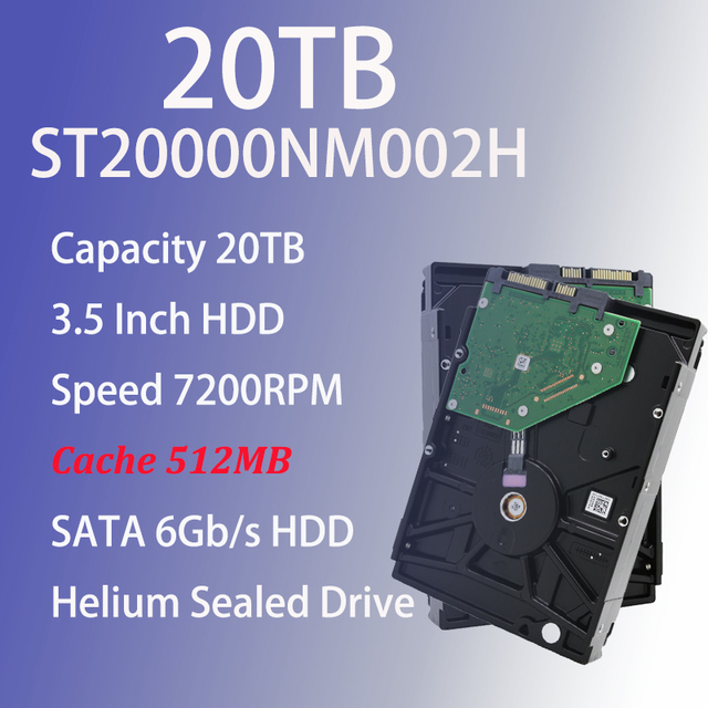 ST20000NM002H 20TB HDD 7200RPM 512MB Cache SATA 6Gb/s 3.5 inch Enterprise Internal Hard Drive for Data Center Server