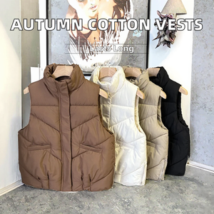 Chaleco de Punto para <span class=keywords><strong>Mujer</strong></span>, Otoño Invierno, <span class=keywords><strong>Sin</strong></span> Mangas, con Cuello Alto, Cremallera, Color Sólido - Product Image 2