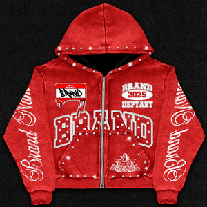 Streetwear Fashion Men Zipper Hoodies Custom Design Men's Distressed Print Hoodie Oversized Full <b>Zip</b> Up Casual Wear Hoodies - Product Image 3