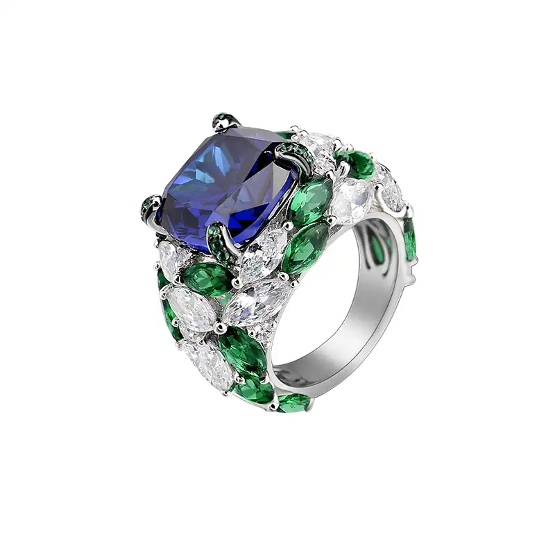 Wholesale trendy custom 925 sterling silver diamond chunky wedding rings jewelry women