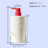 Nouvelle conception de flacon pompe pour lotion, 600 ml, flacon en plastique PET gaufré pour shampoing, gel douche, savon pour les mains, emballage personnalisé