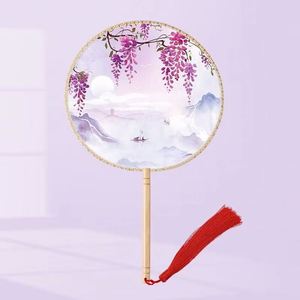 Abanico de Mano Redondo Portátil de Bambú con Diseño de Arte Folclórico Floral Pintado, Ideal como Regalo Promocional o Souvenir Empresarial - Product Image 6