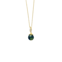 Collier personnalisé en jaspe de cheveux verts, perle ronde 925 naturelle, conception originale, chaîne réglable en argent sterling