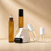 En stock, flacon en verre ambré personnalisé avec logo, 2 ml, 3 ml, 5 ml, 10 ml, avec bille roulante pour huile essentielle, parfum, emballage de voyage