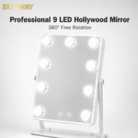 Miroir de maquillage Holly Wood à 9 ampoules avec éclairage LED à intensité variable en continu, commande tactile, vente en gros OEM