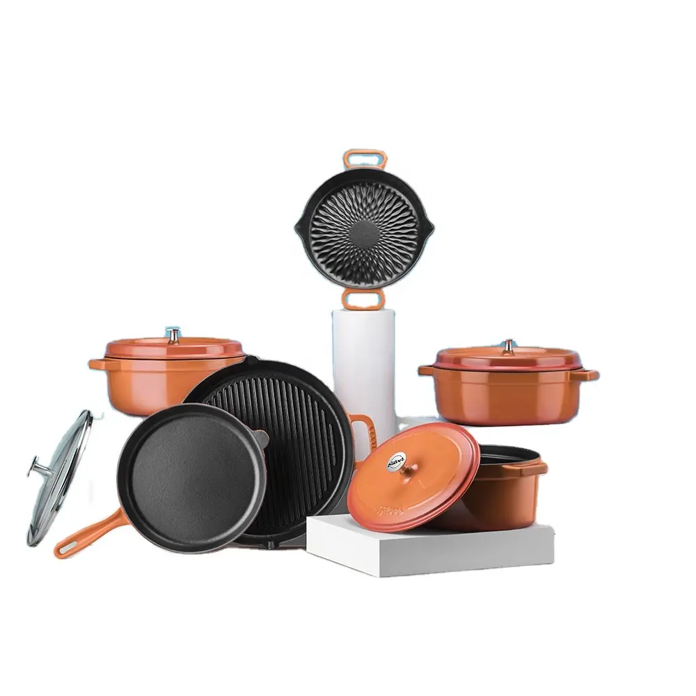 Cookware Sets Cast Iron Enameled Pots and Pans Wholesale High Quality Home Cookware Set From Turkey
