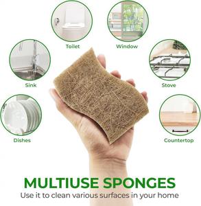 Lot de 12 éponges de cuisine en pulpe de bois, double couche, absorbantes, pour la vaisselle, tampon à récurer naturel, chiffon de nettoyage - Product Image 3