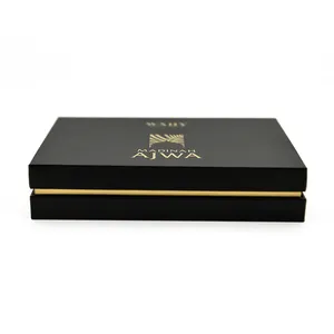 Embalaje de papel corrugado plano con logotipo personalizado de lujo de Hign End, tapa y Base dorada de 2 piezas, tapa extraíble, caja de regalo rígida