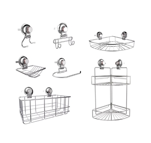 رف حمام بطبقتين مع خطافات شفط، يُثبت بالضغط، مقاوم للصدأ، رفوف تخزين للحمام - Product Image 6