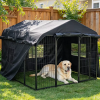Enclos extérieur pour chien avec couverture imperméable, cage métallique avec rideau latéral coupe-vent, enclos pour animaux de compagnie pour chiens de taille moyenne à grande