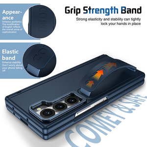 เคสโทรศัพท์แบบพับได้สำหรับ Samsung <span class=keywords><strong>Z</strong></span> <span class=keywords><strong>Fold</strong></span> 6  พร้อมกระจกหน้า  สายรัดข้อมือซิลิโคน  ขายึดเลนส์โลหะ  บานพับแม่เหล็ก  วัสดุ PC  ผิวด้าน - Product Image 5