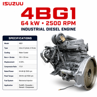 Moteur diesel industriel ISUZU 4BG1 64 kW, 4,3 L, 4 cylindres en ligne, prix usine, pour excavatrice, chargeuse, chariot élévateur