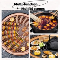 Brasero sans fumée de 81 cm (32 pouces) avec anneau, barbecue coréen, table de jardin extérieur, foyer en métal, gril barbecue