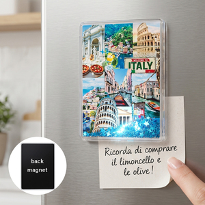 Aimant de réfrigérateur rectangulaire en acrylique transparent pour souvenirs de voyage avec aimant intégral pour fixer des notes, vente en gros personnalisée - Product Image 1