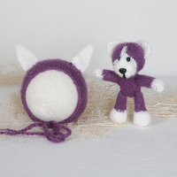 Nouveau bébé photographie jouet Animal tenue tricot lapin de Pâques chapeau avec grandes oreilles Mohair nouveau-né lapin Bonnet ensemble Photo accessoire accessoire