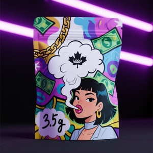 Sacs Mylar personnalisés imprimés en stock, sacs refermables à fermeture éclair 3.5g 7g 14g 28g, pochettes verticales refermables de qualité pour dispensaires - Product Image 4