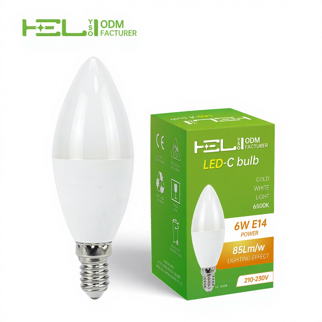 Super Bright E14 SMD LED Bulb Tri-Color Changing 6500K/4000K/3000K DC/AC Energy-Saving 6W A90 Plastic Candle Tip Bulb Home Use
