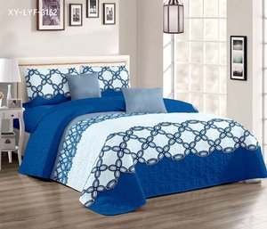 Set <span class=keywords><strong>Copriletto</strong></span> Floreale <span class=keywords><strong>Blu</strong></span> 3 Pezzi in Morbido Poliestere/Cotone per Uso Domestico Quattro Stagioni - Product Image 1