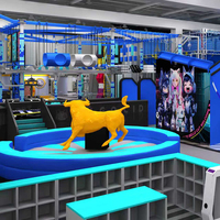 Aire de jeux intérieure commerciale tout-en-un, centre de divertissement familial avec parc de trampolines, zone de football et piste de karting