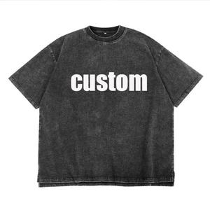 T-shirt pour homme en coton et polyester de haute qualité, surdimensionné, style streetwear, délavé à l'acide, imprimé vintage, lourd, personnalisé - Product Image 3