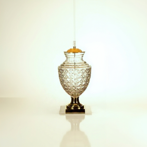 Minimalist Glass <b>Table</b> <b>Lamp</b> With Beige Shade Unique Design Decorative Lighting Fixture - Product Image 6